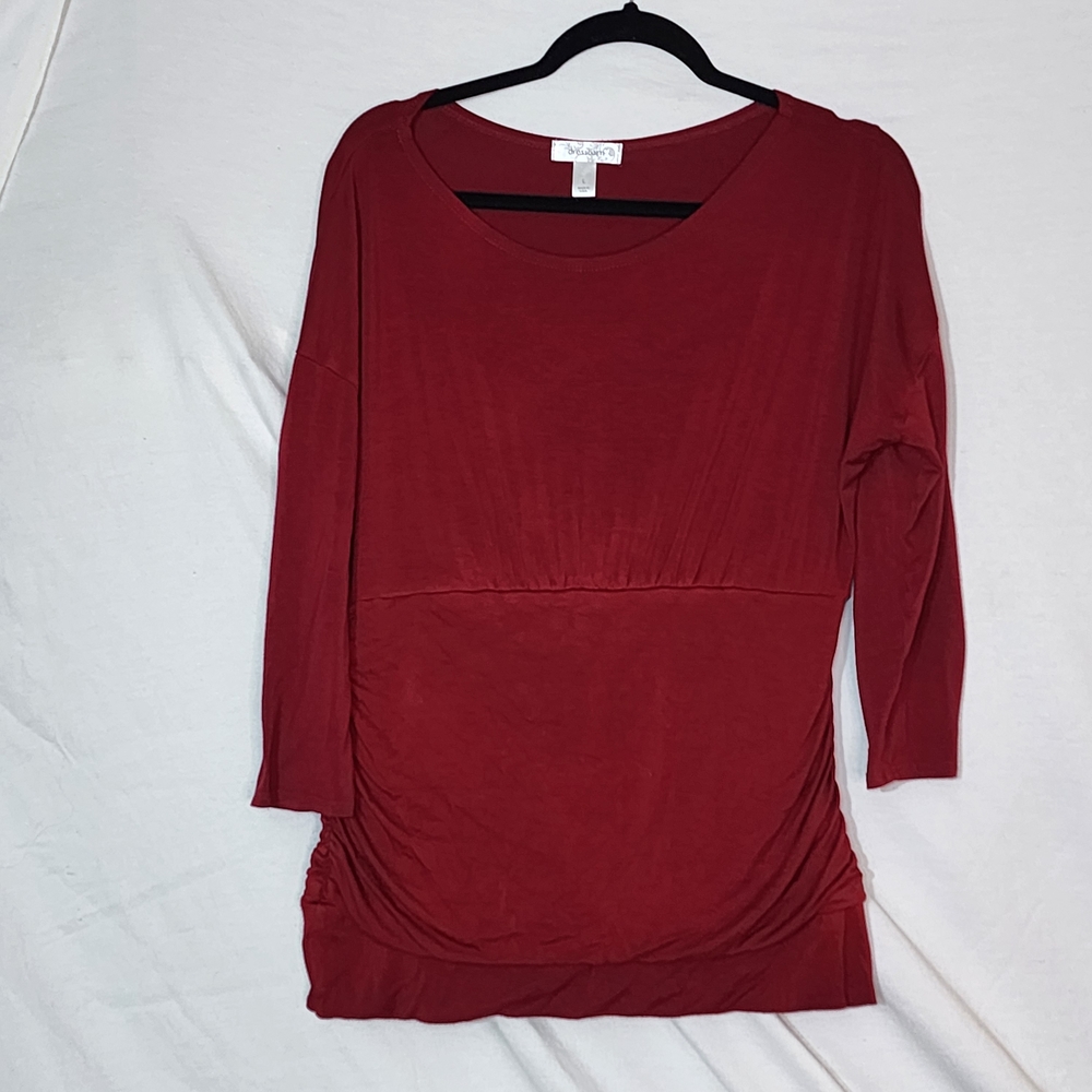 Dressbarn Rich Red Long Sleeve Top